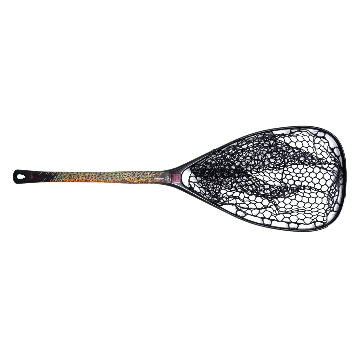 Fishing net with handle on a white background