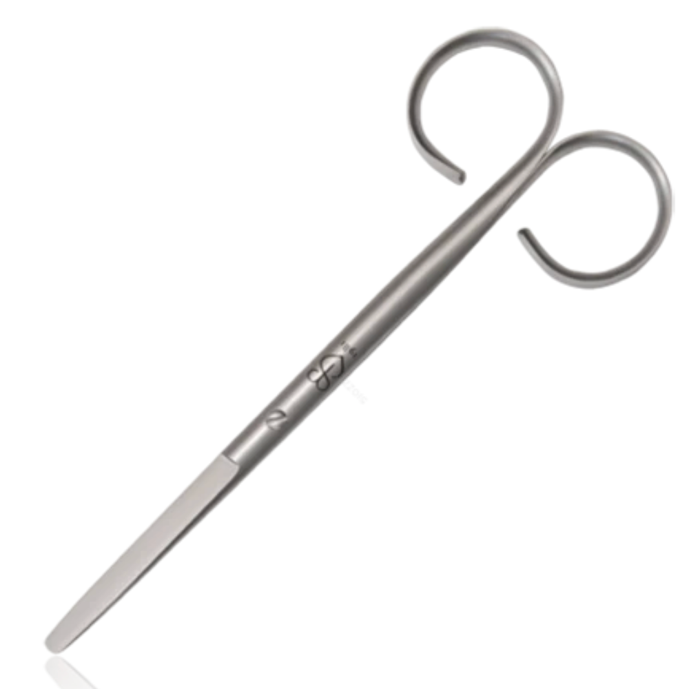 Metal scissors with  on a white background