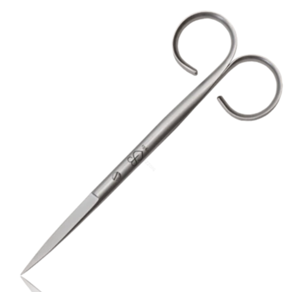 Pair of metal scissors on a white background